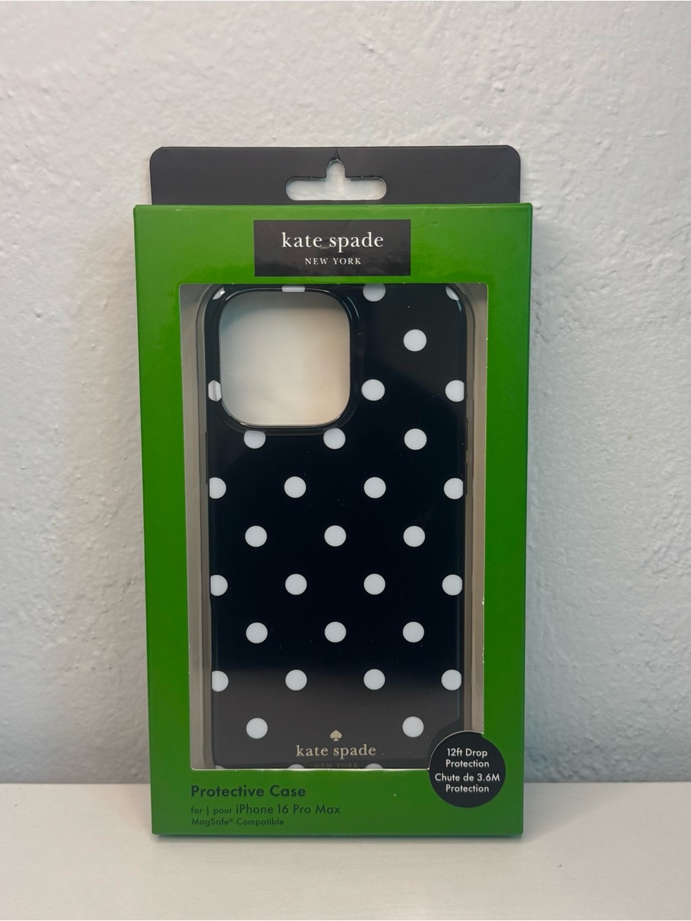 Kate Spade New York Protective Case for iPhone 16 Pro Max  Black White Polka Dot